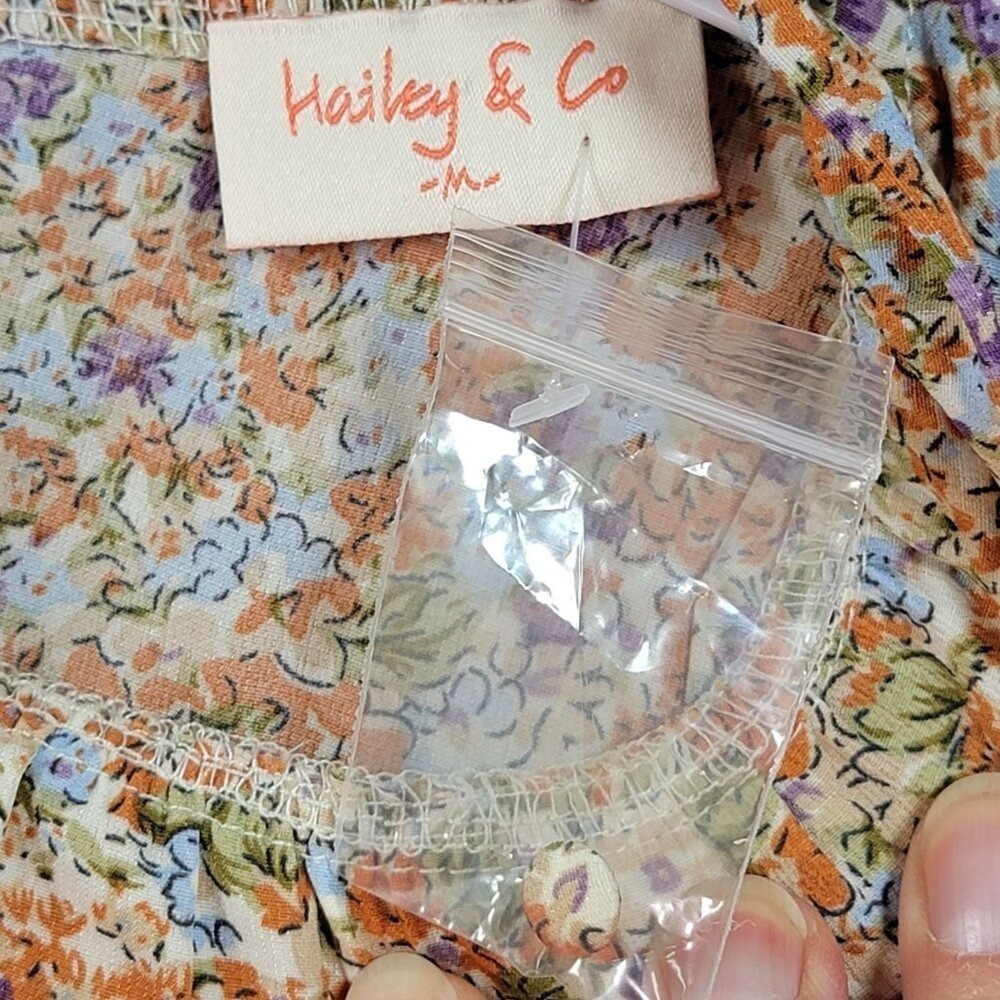 Hailey and Co Ditzy Floral Peasant Blouse Womens‎ M Fairy Ruffle Puff Sleeve New - Picture 7 of 14